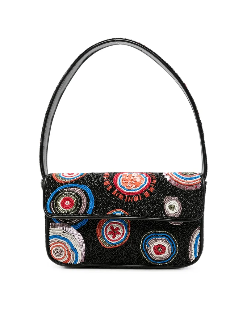 STAUD Tommy Bead-embellished Shoulder Bag Black