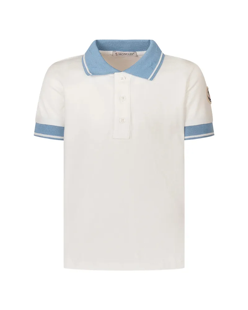 Moncler Striped Trim Polo Shirt White
