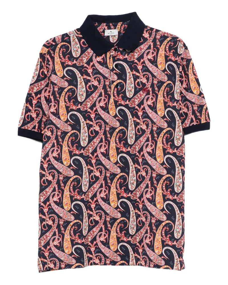 Etro Paisley-print Polo Shirt Blue