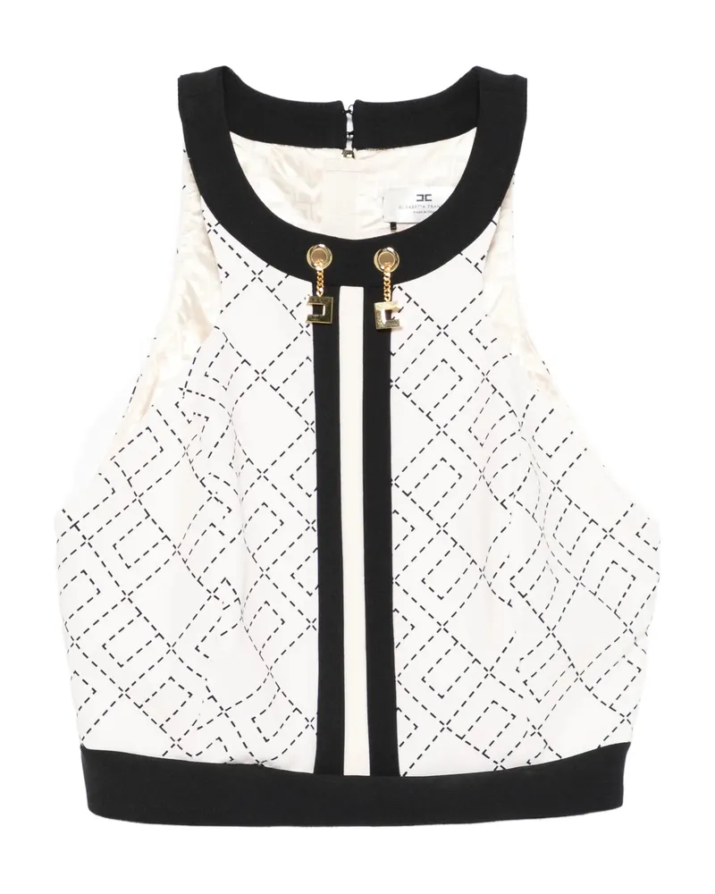 Elisabetta Franchi Monogram-pattern Halterneck Top Neutrals