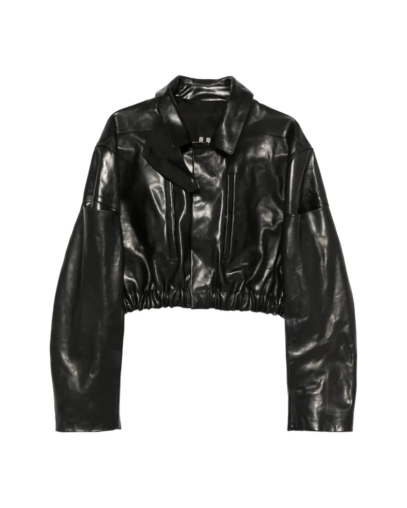 Rick Owens Mac Cropped Leather Jacket Black