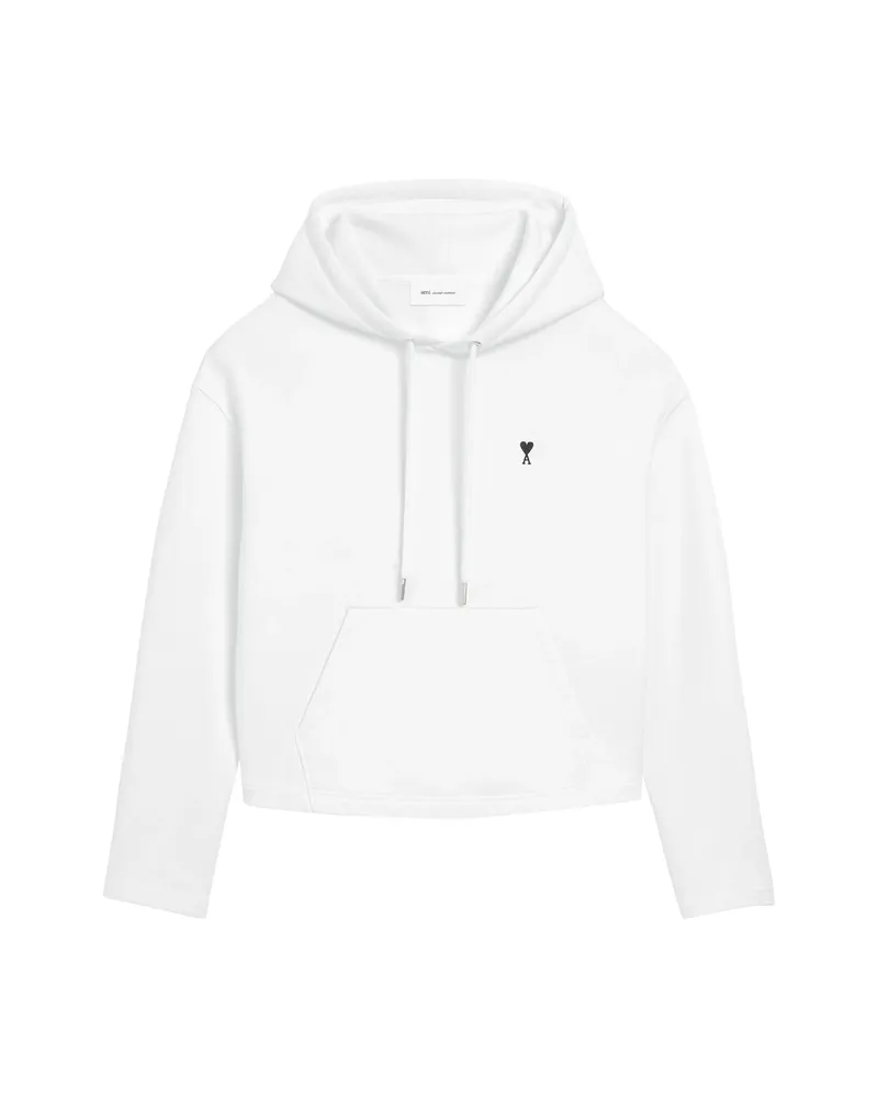 AMI Paris Ami De Coeur Heart-logo Cotton Hoodie White