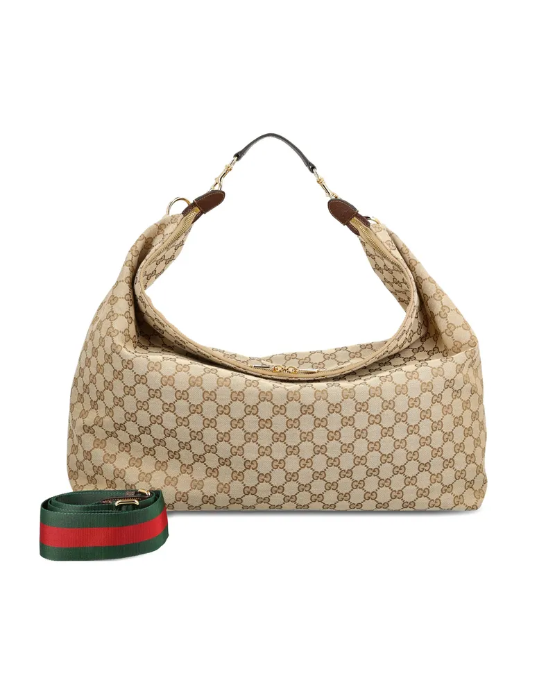 Gucci Brera Large GG Supreme Shoulder Bag Neutrals