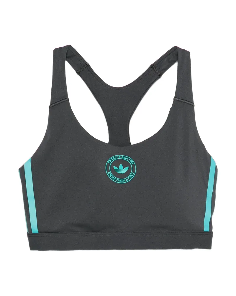 adidas Racerback Logo Sports Bra Grey