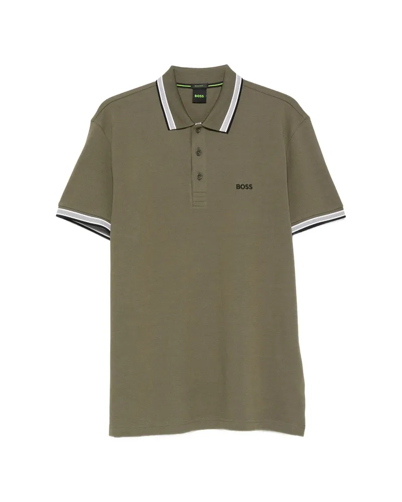 HUGO BOSS Paddy Logo-embroidered Polo Shirt Green