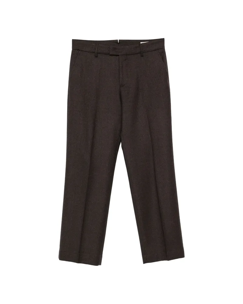 Berwich Pressed-crease Belt-loop Trousers Brown