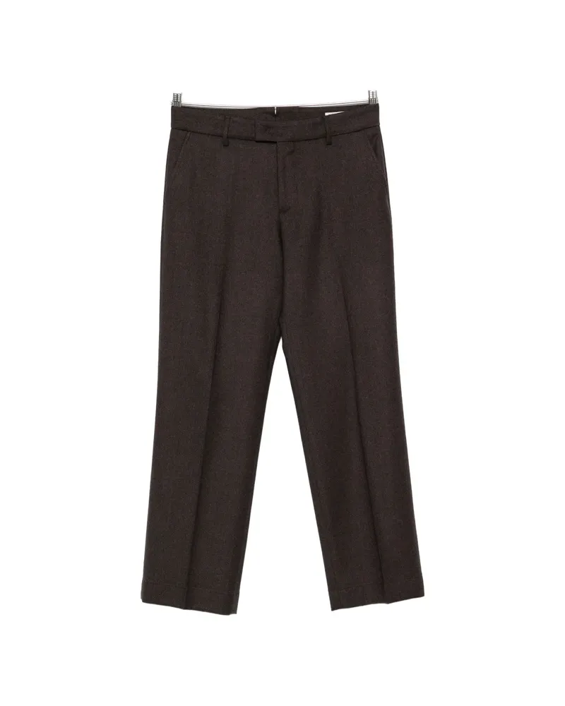 Berwich Pressed-crease Belt-loop Trousers Brown