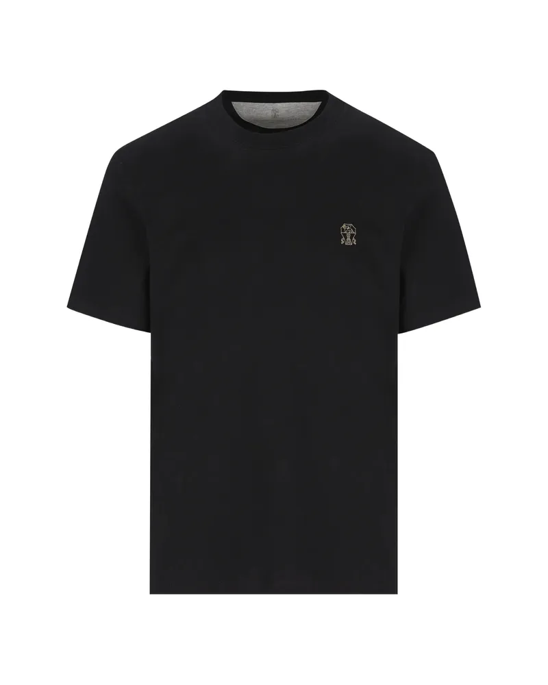 Brunello Cucinelli Logo-embroidered T-shirt Black