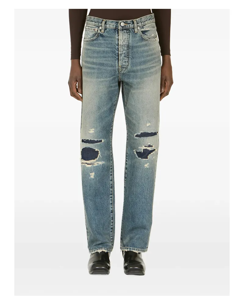Maison Margiela Distressed Patchwork Jeans Blue