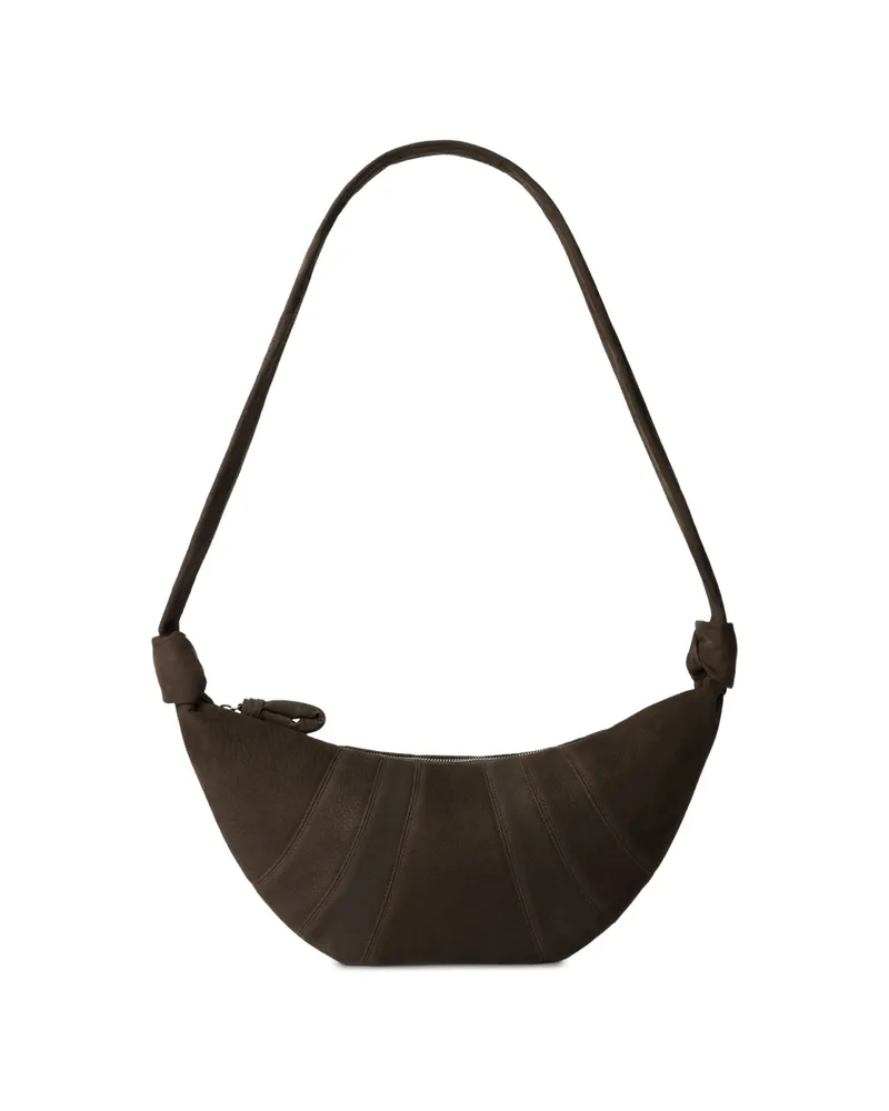 Christophe Lemaire Medium Croissant Bag In Alpaca Nubuck Brown