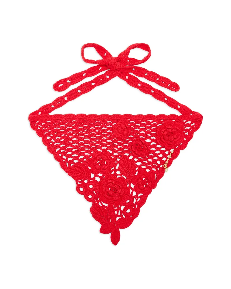 Ganni Floral Tie Headband Red