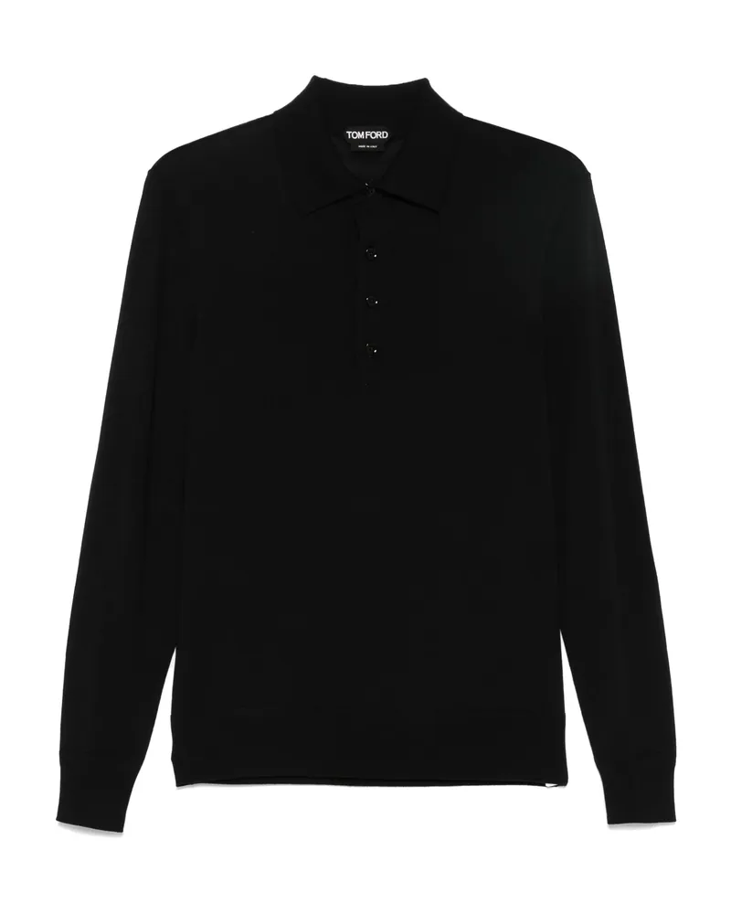 Tom Ford Wool Polo Shirt Black
