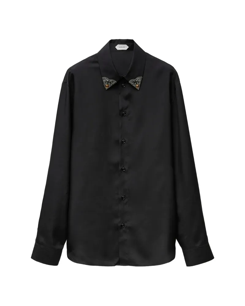 Versace Silk-poplin Regular Shirt Black