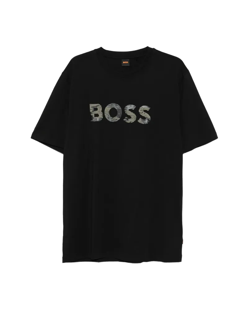 HUGO BOSS Camouflage-logo T-shirt Black