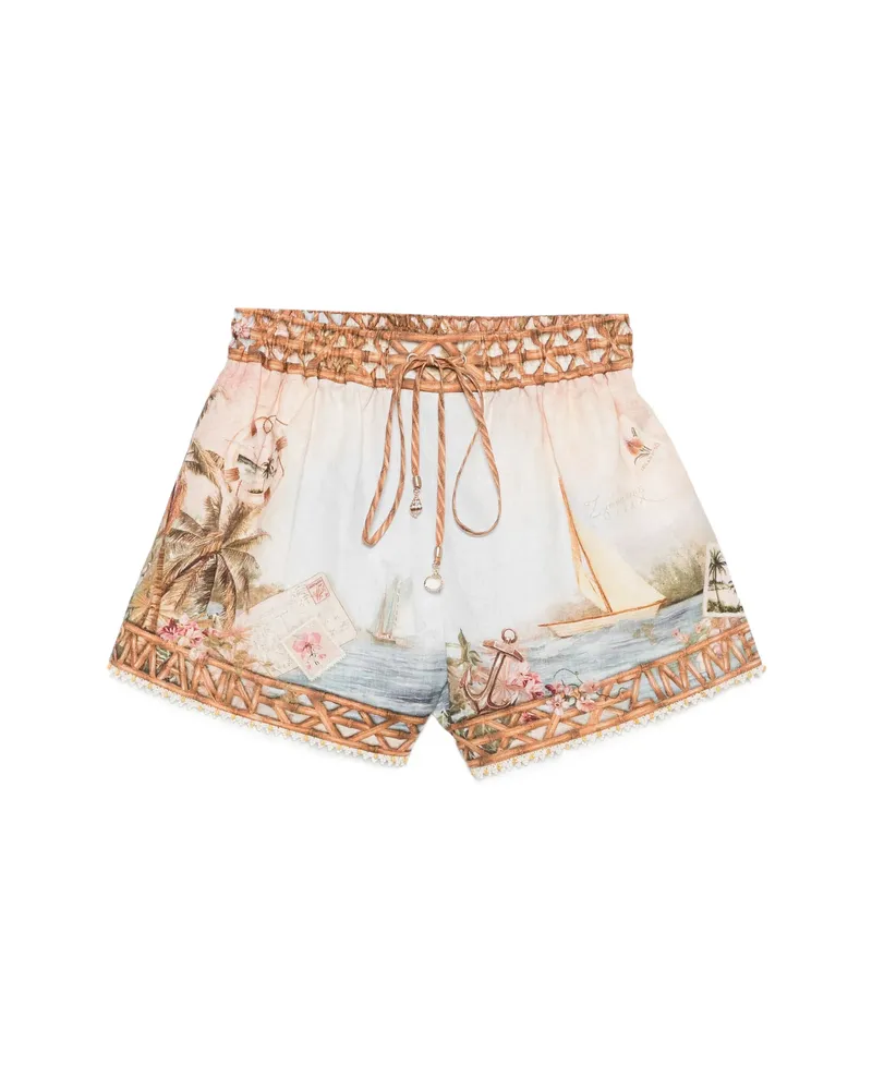 Zimmermann Graphic-print Shorts Neutrals