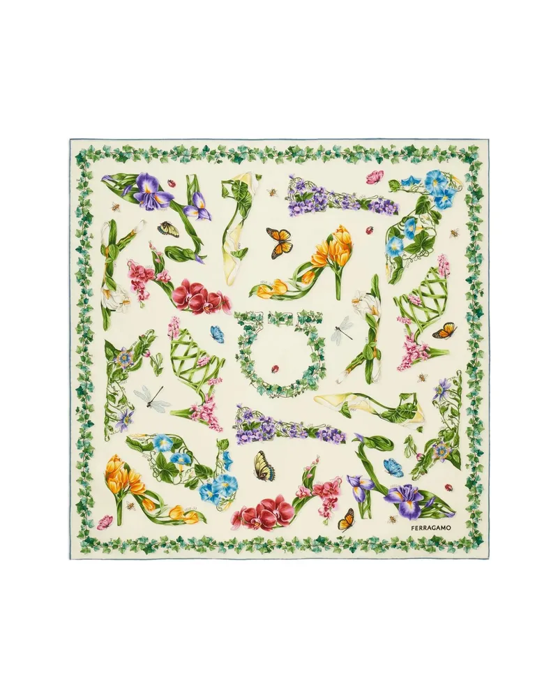 Ferragamo Eden Shoes-print Scarf Neutrals
