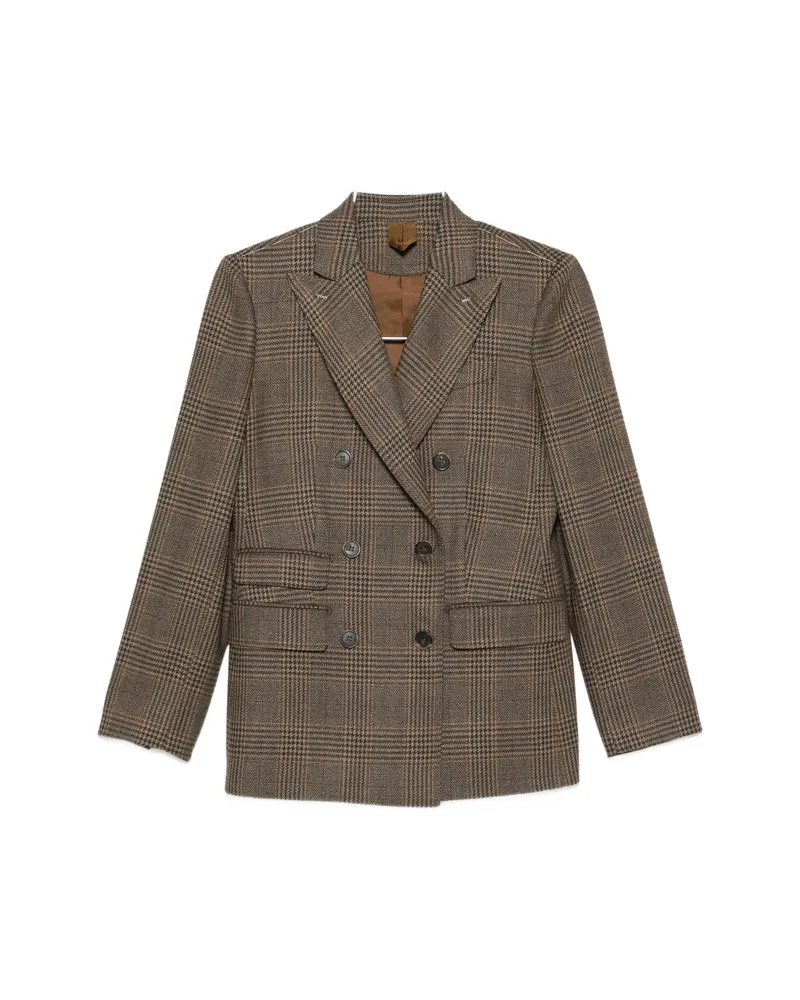 Max Mara Double-breasted Checked Blazer Brown