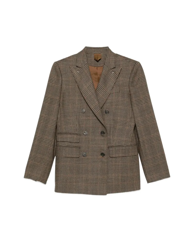 Max Mara Double-breasted Checked Blazer Brown