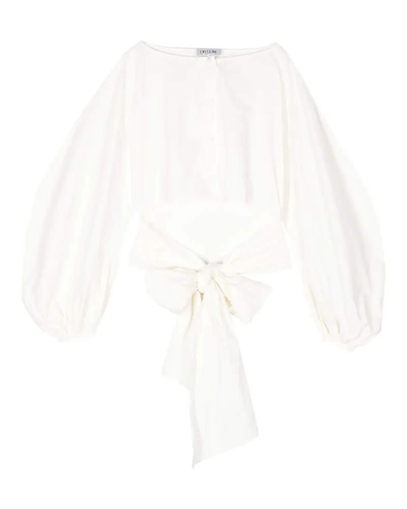 DEL CORE Boat-neck Tie-waist Poplin Top Neutrals