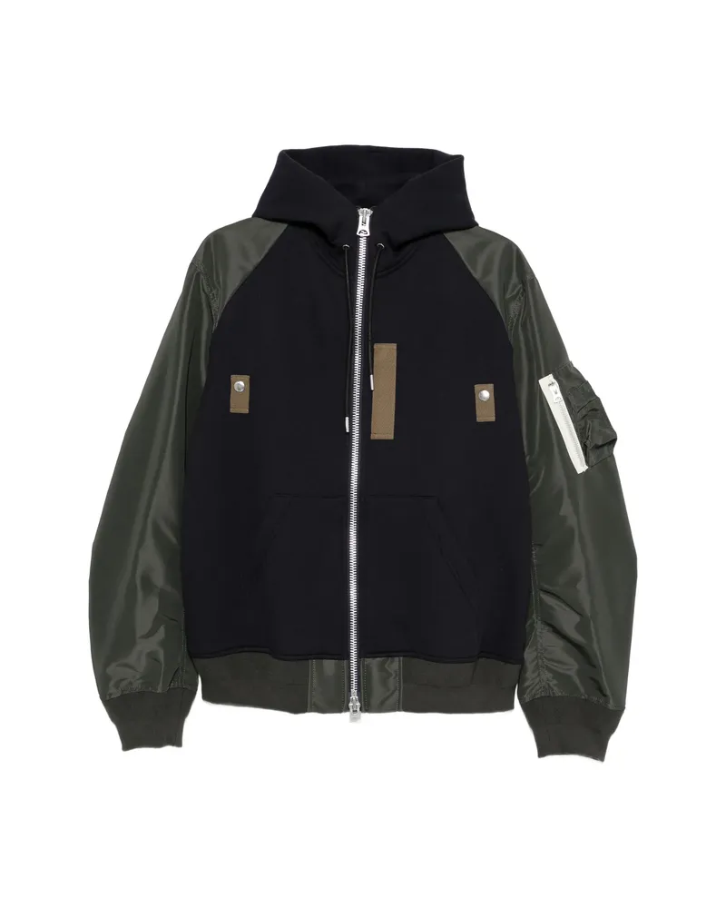 Sacai Panelled Zip-fastening Jacket Green