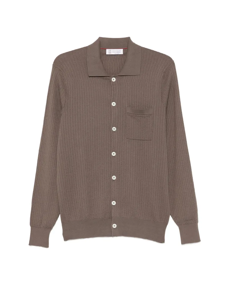 Brunello Cucinelli Ribbed-knit Button-up Cardigan Brown