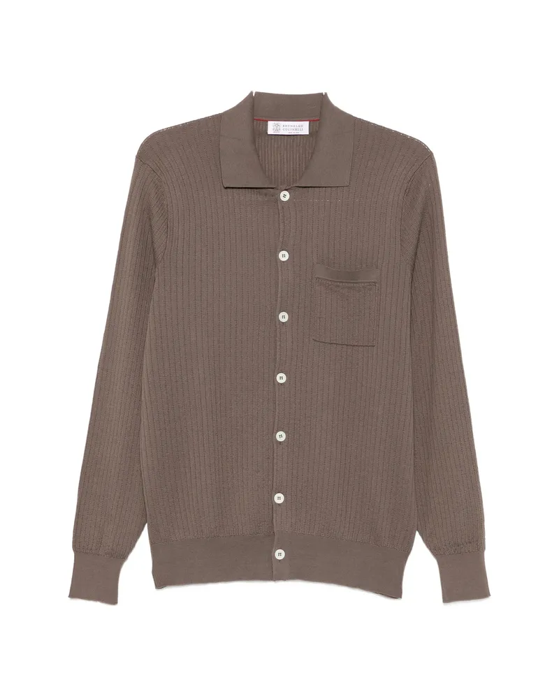 Brunello Cucinelli Ribbed-knit Button-up Cardigan Brown