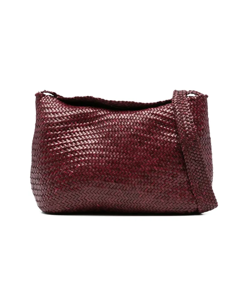 Dragon Diffusion Woven Leather Shoulder Bag Red