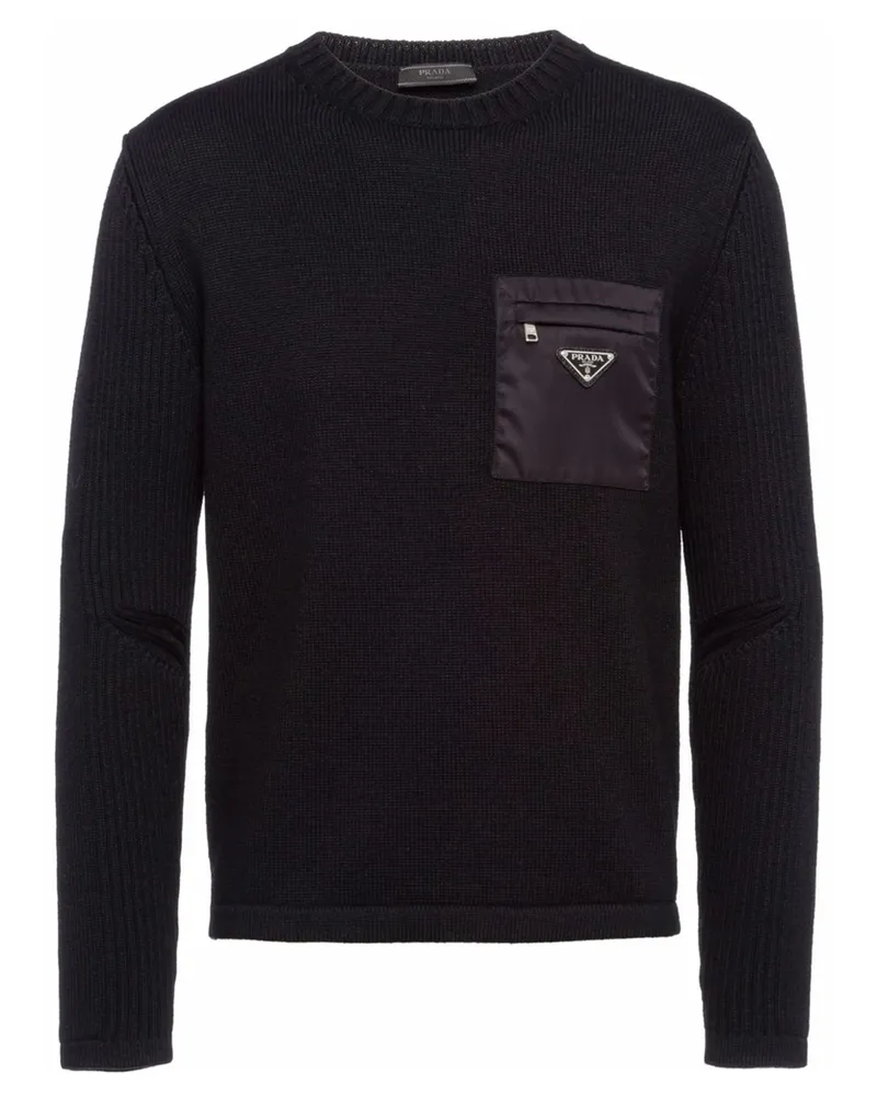 Prada Pocket-detail Wool Jumper Black