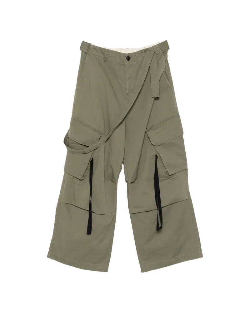 Isabel Benenato Belted Cargo Pants Green