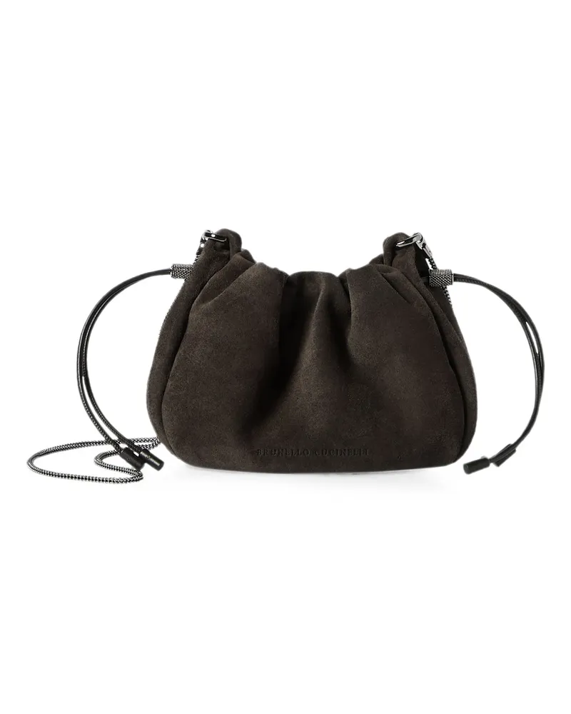 Brunello Cucinelli Mellow Suede Shoulder Bag Brown