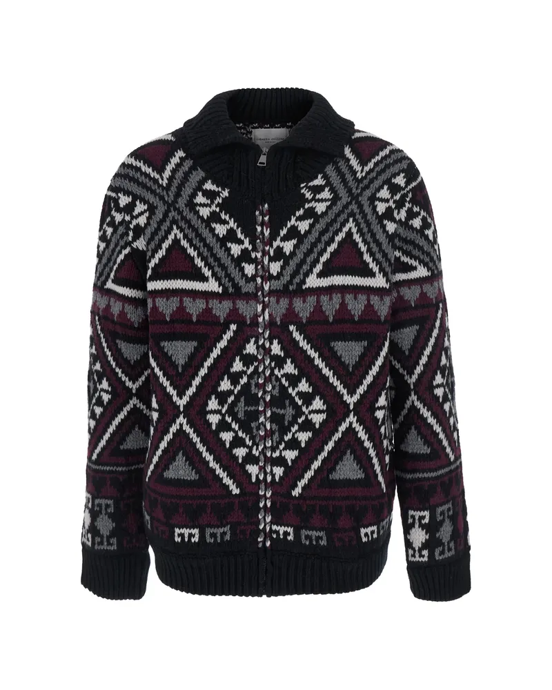 Roberto Collina Geometric-pattern Zip-up Cardigan Black