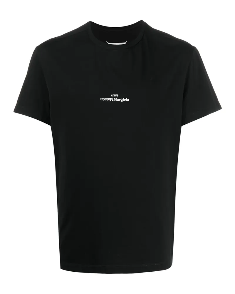 Maison Margiela Distorted-logo Cotton T-shirt Black
