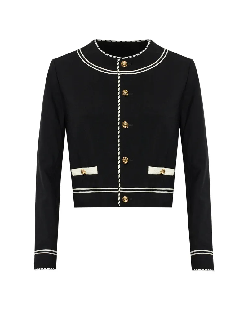 Frame Denim Button Embellished Jacket Black