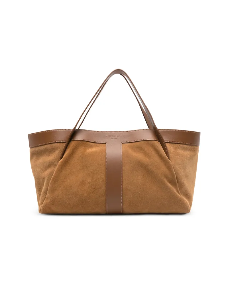 Twin-Set Duffle Panelled Tote Bag Brown