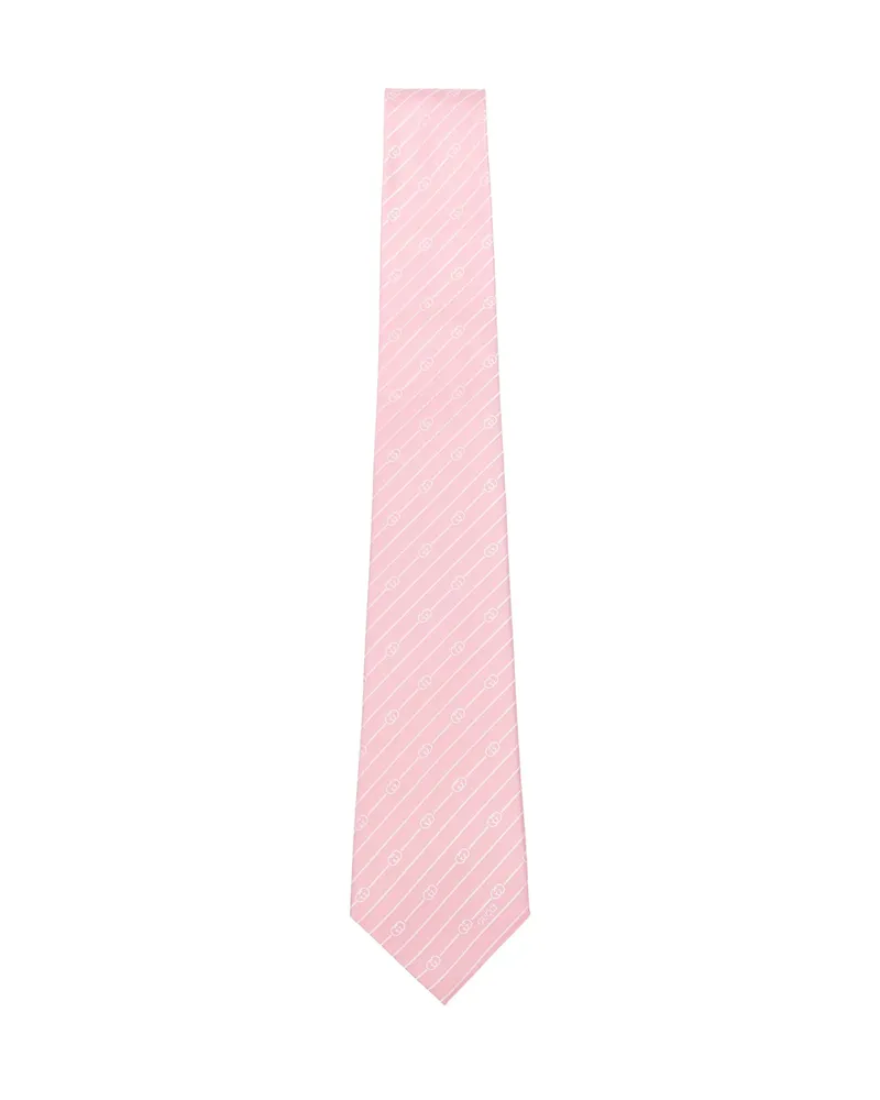 Gucci Diagonal-stripe Logo Tie Pink