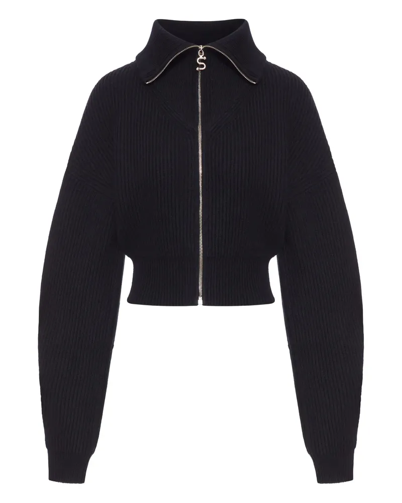 SPORTMAX Ribbed Zip-up Cardigan Black