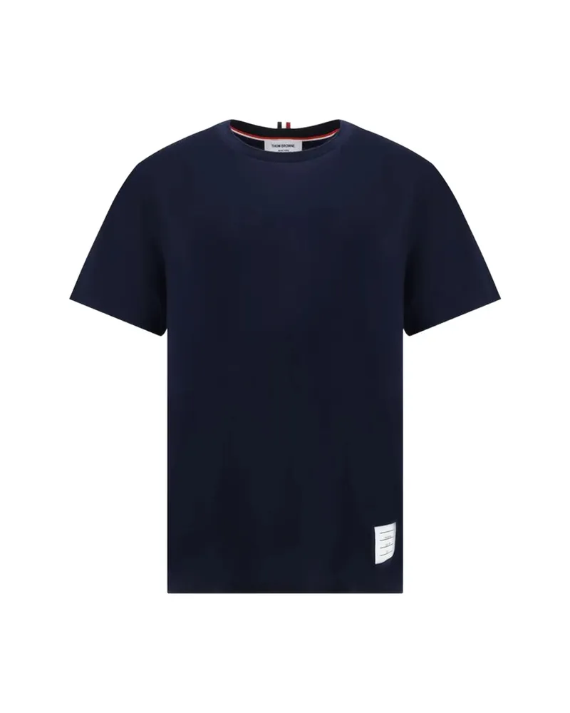 Thom Browne Signature-stripe Crew-neck T-shirt Blue
