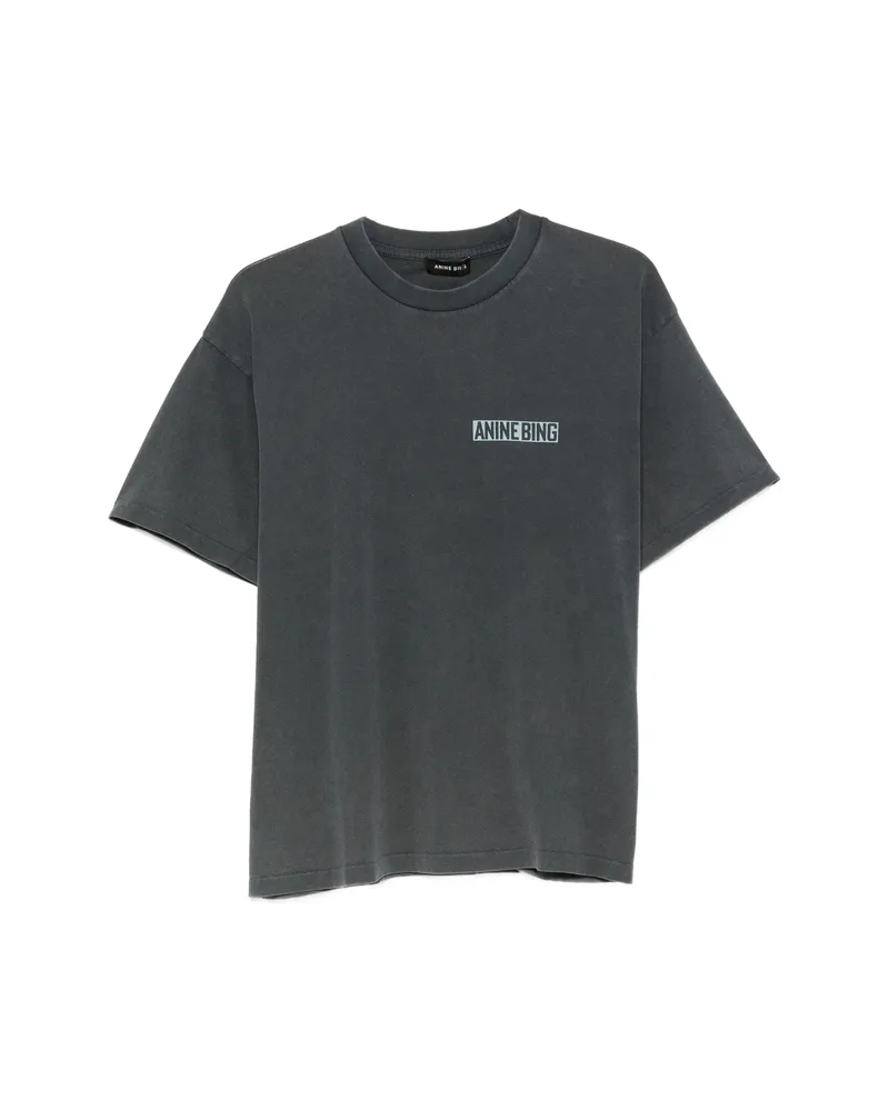 Anine Bing Cade Logo-print Cotton T-shirt Grey