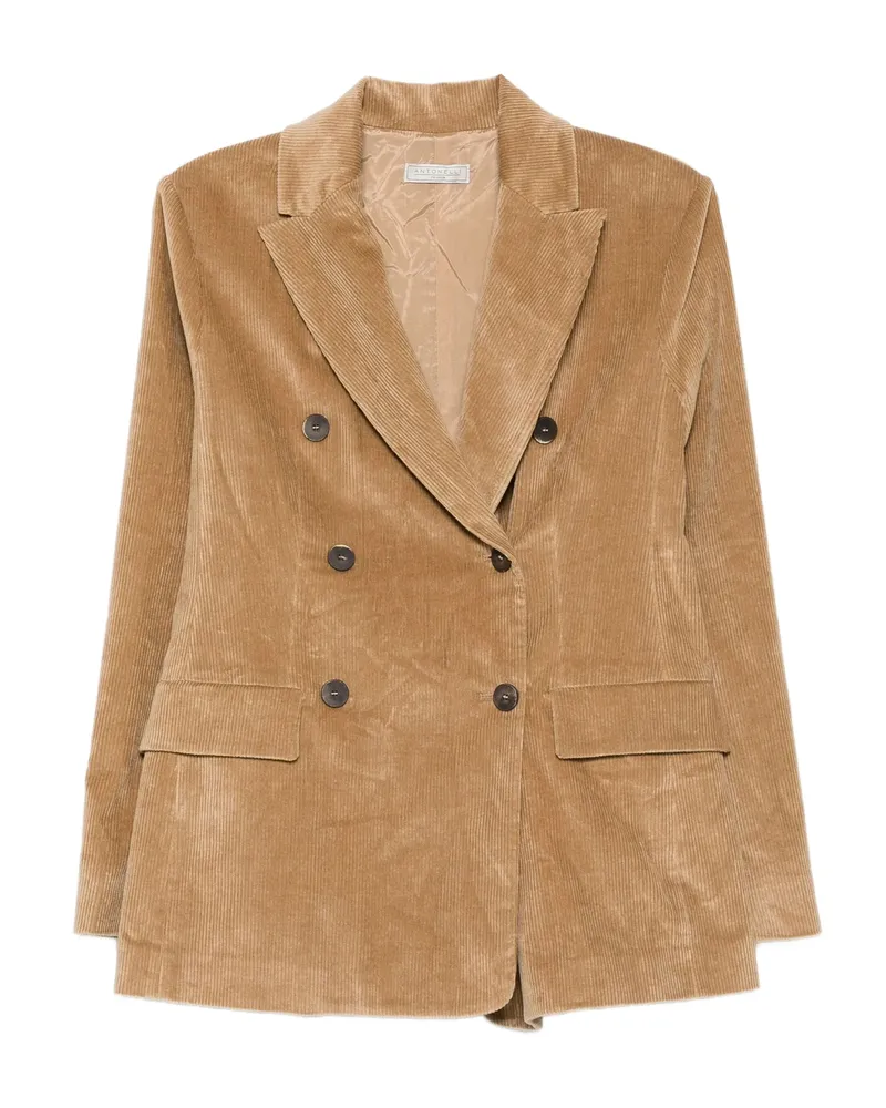 Antonelli Firenze Double-breasted Corduroy Jacket Neutrals
