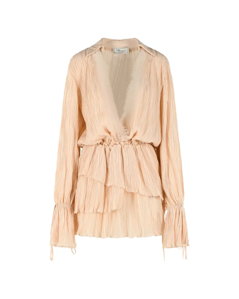 Blumarine Belted Pleated Mini Dress Neutrals