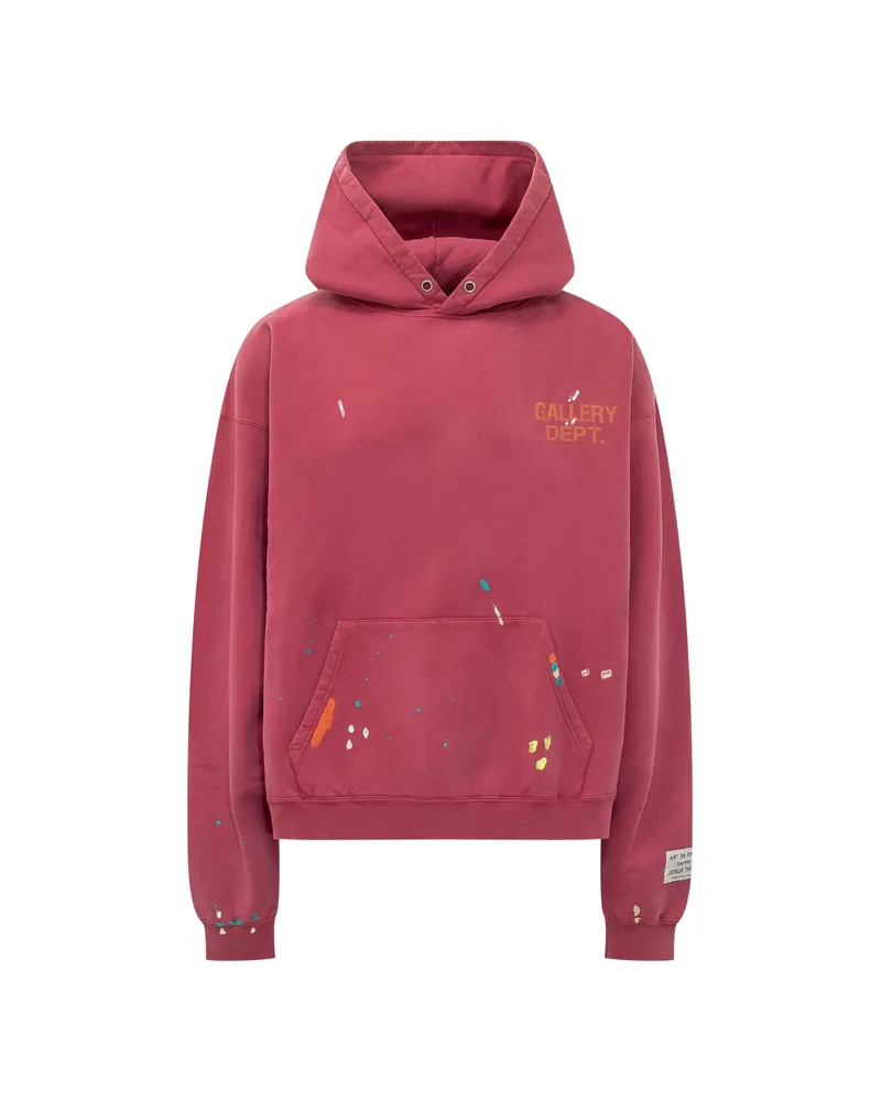 GALLERY DEPT. Paint-splatter Logo-print Hoodie Red