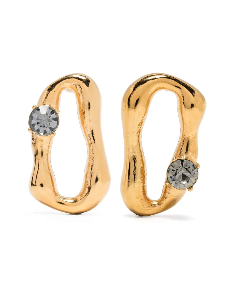 forte_forte Sculped Crystal Earrings Gold