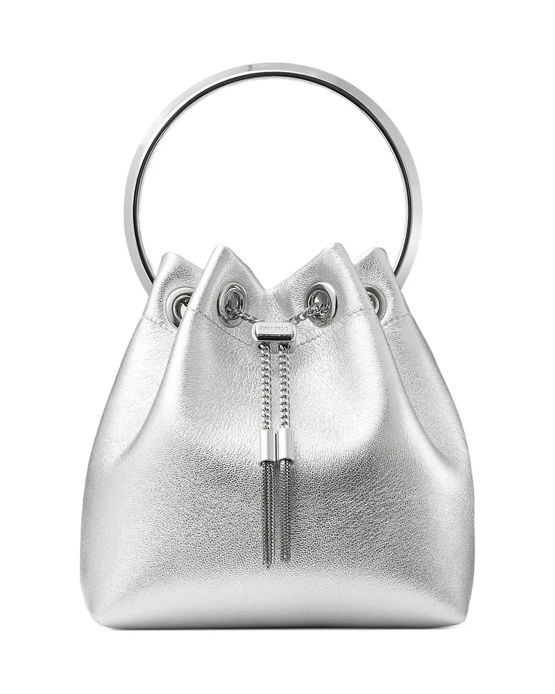 Jimmy Choo Bon Bon Drawstring Bucket Bag Silver