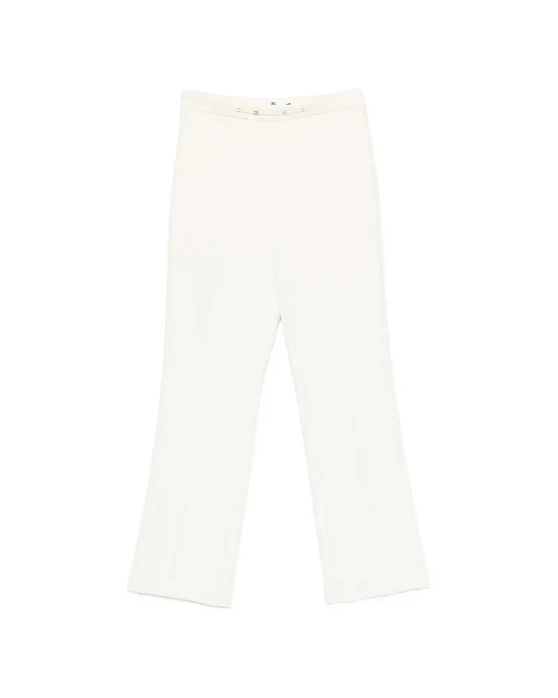 Elisabetta Franchi Cropped Logo-plaque Trousers Neutrals