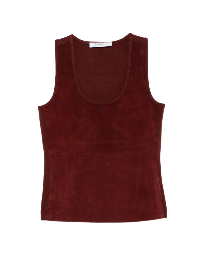 Max Mara Suede-panelled Scoop-neck Tank Top Red