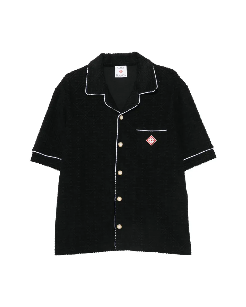Casablanca Paris Contrast-trim Logo-patch Shirt Black