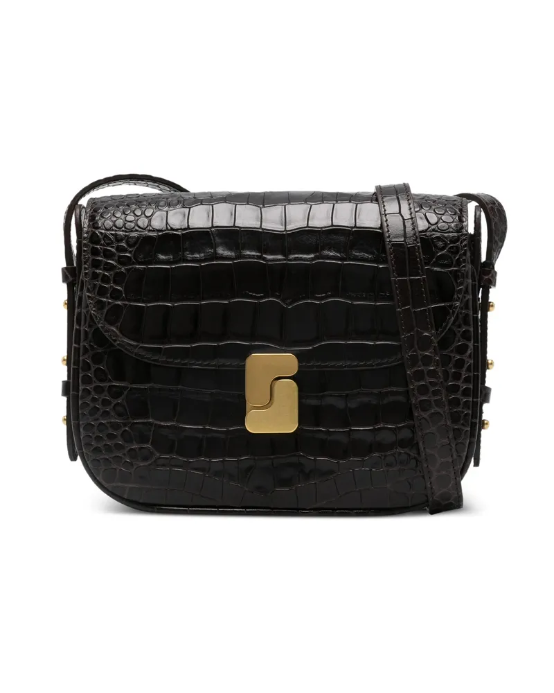 Soeur Mini Embossed-leather Shoulder Bag Brown