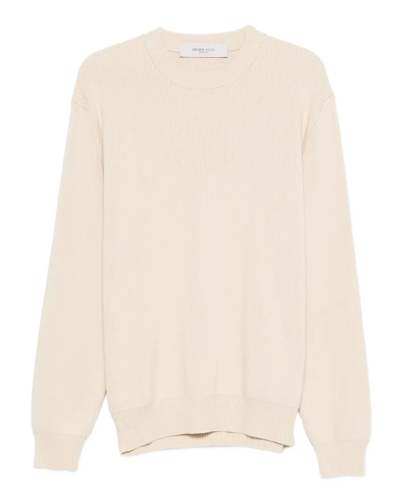 Golden Goose Crew Neck Sweater With 'Golden' Lettering On The Back Neutrals