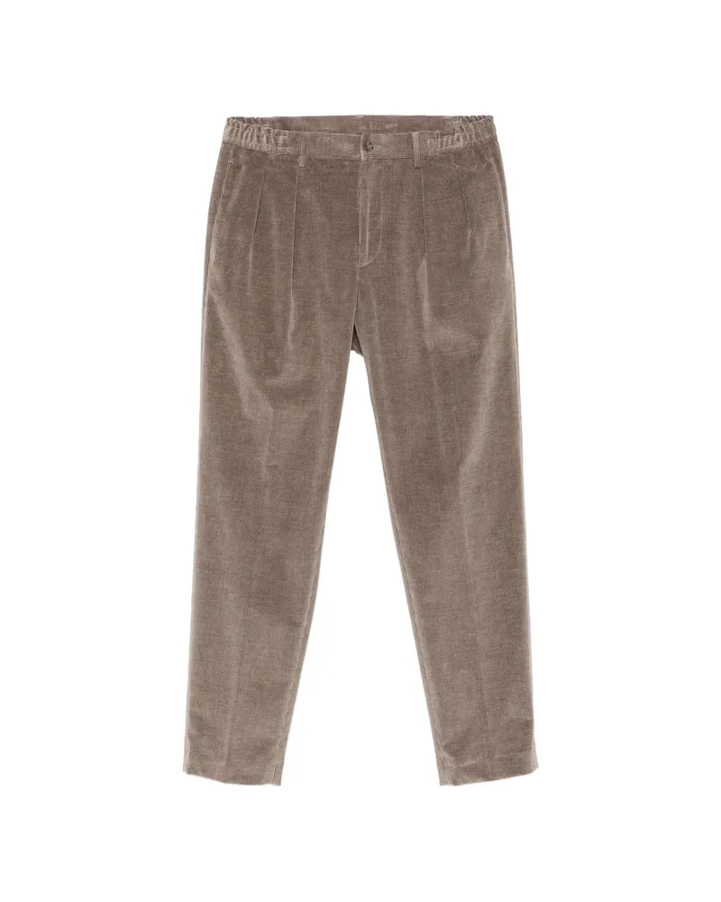 Tagliatore Pleated Corduroy Trousers Brown
