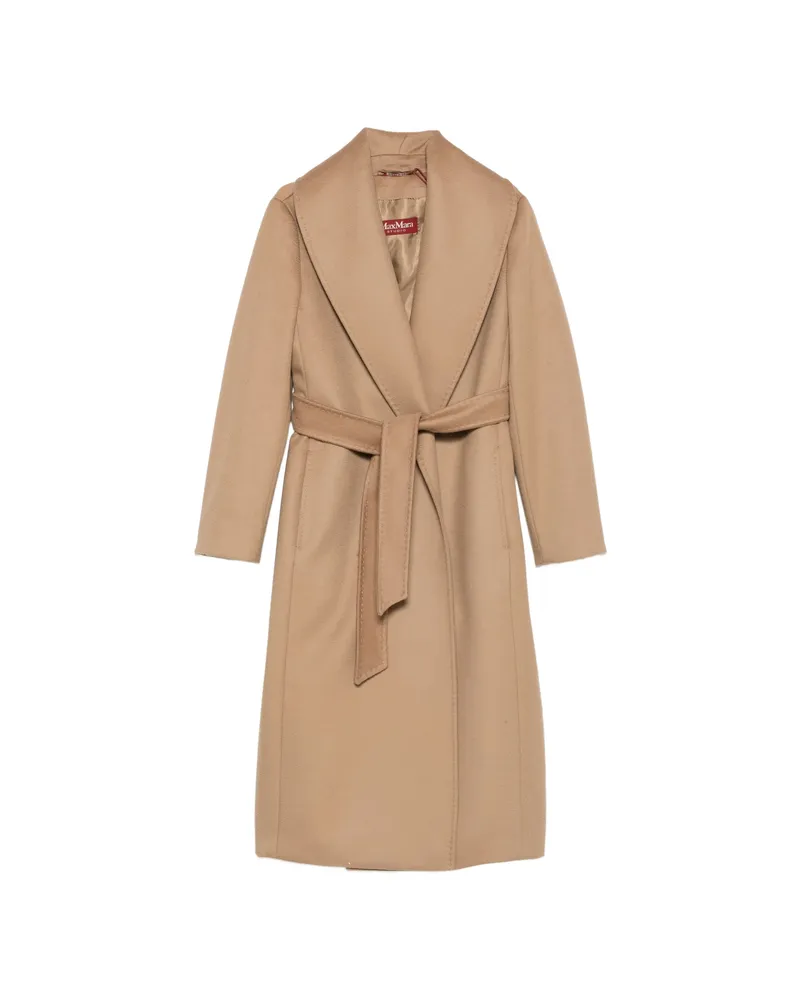 Max Mara Belted Shawl-collar Coat Neutrals